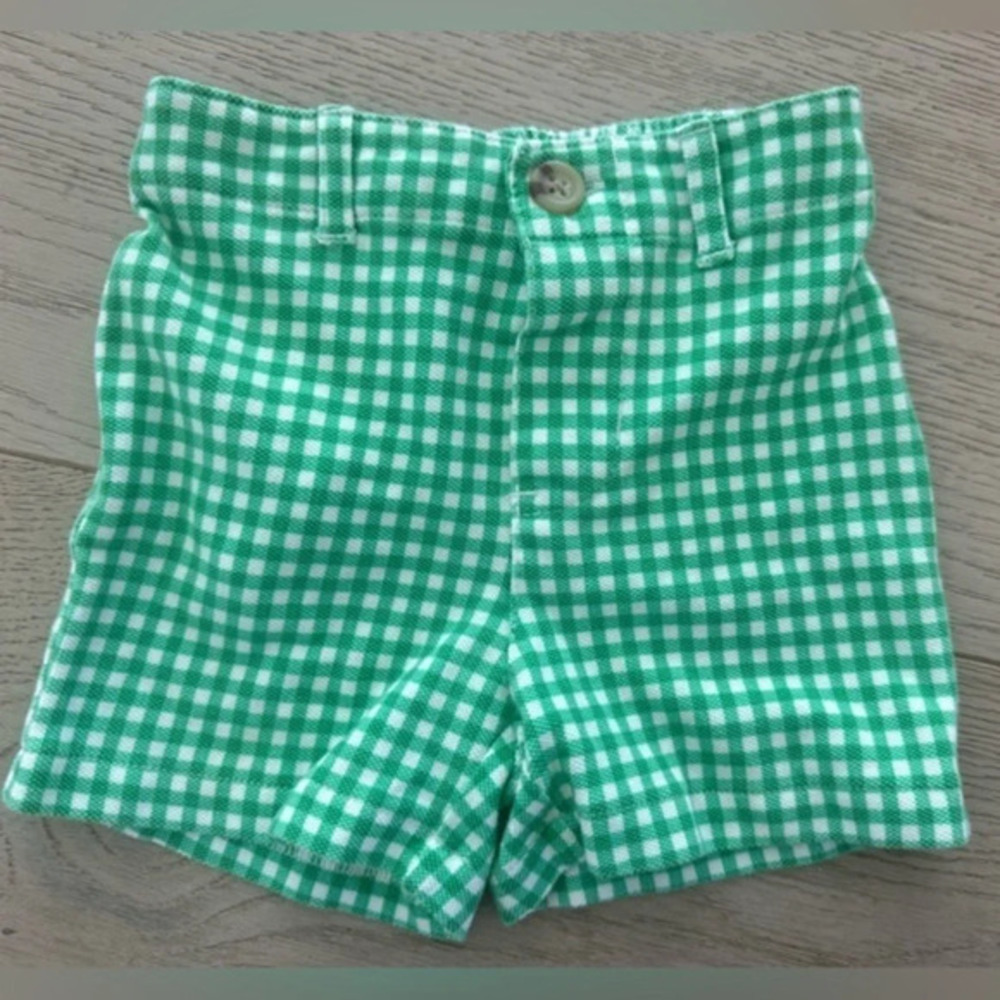 Ralph Lauren boys green gingham shorts size 3 months